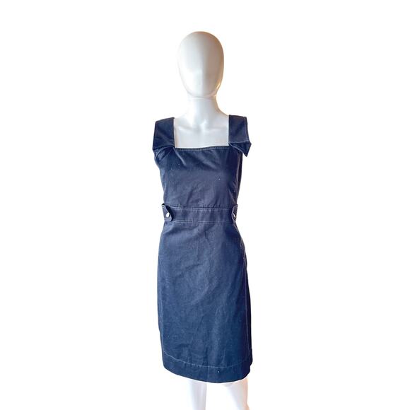 London Style Women’s Black Sheath Dress Size 12 Square Neck Sleeveless - Picture 1 of 5